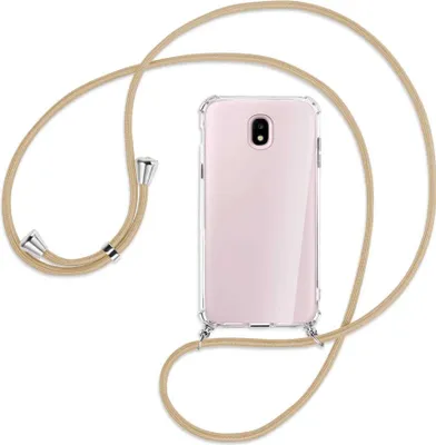Produktbild von Handykette Backcover-Schutzhülle mit Band (Metall silberfarben) für Samsung Galaxy J5 2017 - caramel