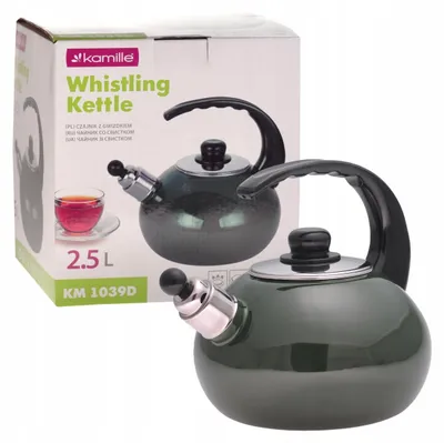 Produktbild von Emaillierter Stahlwasserkocher Mit Pfeife 2,5 L Induktion Kamille Km-1039D
