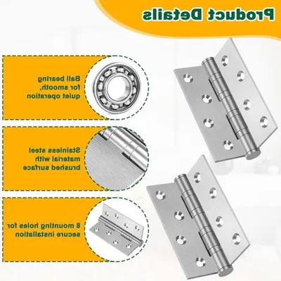 Klappbare rostfreie Stahl-Scharnier-Set von 8 mit 64 Schrauben für hohe Belastung, ideal für Holztüren, Möbel und