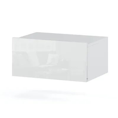Produktbild von STIV Möbel | Hängender Nachttisch Weiß Hochglanz 45x32x19 cm | 1 Schublade | Wandmontage | Schwebender Nachtschrank modern