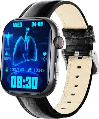 Obrázek produktu pro INF Chytré hodinky s EKG, monitorem srdečního tepu, fitness trackerem a více sportovními režimy Černý kožený řemínek