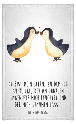 Produktbild von Mr. & Mrs. Panda Handtuch Pinguin Liebe - Weiß - Geschenk, Freund, Vertraut, Liebesspruch, Gästetuch, frottierhandtuch, Kleines, Freundin, baumwolle, Gäste-WC