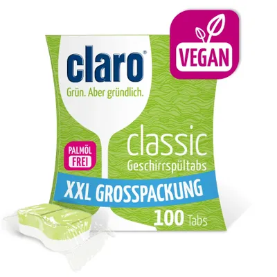 Produktbild von Claro Classic Tabs, Geschirrspülmittel, Tablet, 640 g, 100 Stück(e), Box