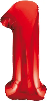 Produktbild von XXL Folien Ballon Rot in Form der Zahl 1  100 cm