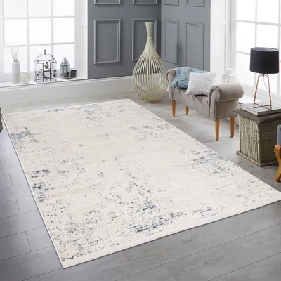Produktbild von Glänzender Designer Teppich für das Wohnzimmer | blau-weiß Größe - 140 x 200 cm