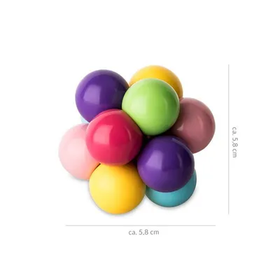 A cluster of colorful balls arranged in a geometric shape.