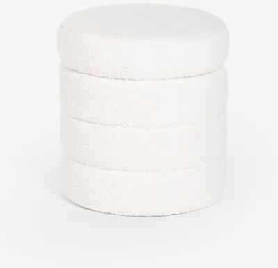 Produktbild von Sitzhocker Bouclé Stauraum Zylinder Design Wohnzimmer Mugi - Weiß