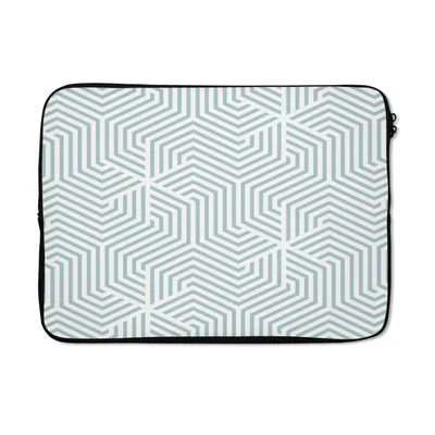 Produktbild von MuchoWow® Laptop Hülle 13 Zoll Geometrie - Linie - Grün - Muster Laptoptasche - Laptophülle - Sleeve - Rundumschutz