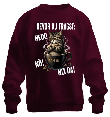 Productafbeelding van Voordat je het vraagt: Nee. Gewoon een koffie. Statement-trui, sarcastisch, sweater, burgundy, maat S