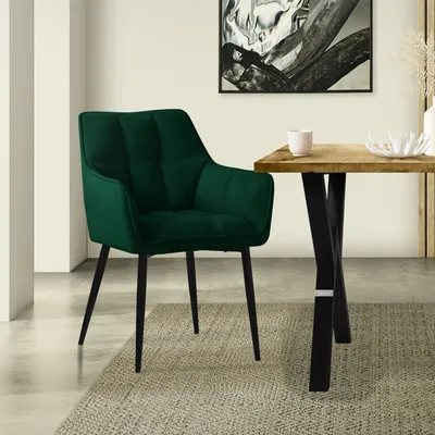 Obrázek produktu pro Jídelní židle ML-Design v ručníkové tkanině, tmavě zelená, se silným čalouněným sedákem