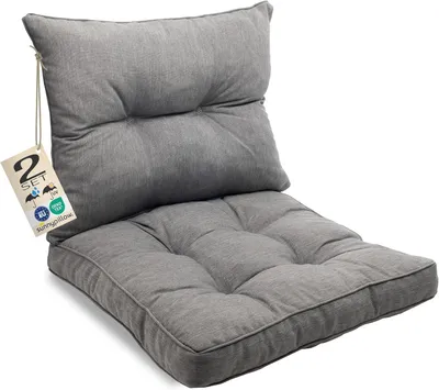 Produktbild von sunnypillow Polster für Gartenmöbel - 2er Set : Sitzkissen 70 x 70 cm + Rückenlehne 70 x 40 cm - Polsterauflagen für Rattanmöbel - Kissen Grau