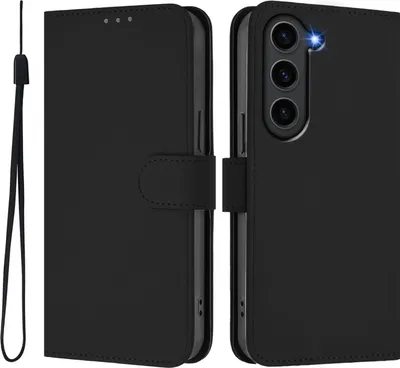 Produktbild von Hülle für Samsung Galaxy S23 Plus - Phonesta Soft Skin Book Wallet Klapphülle mit Kordel - Schwarz