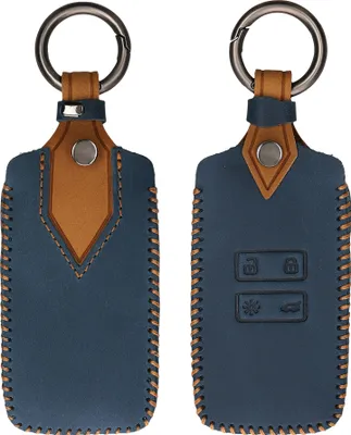 Produktbild von kwmobile Autoschlüssel Kunstleder Hülle kompatibel mit Renault 4-Tasten Smartkey Autoschlüssel (nur Keyless Go) - Schlüsselhülle in Marineblau