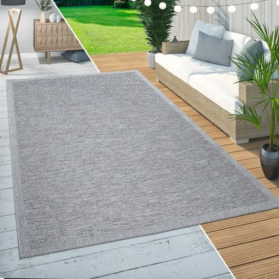 Immagine prodotto di Tappeto per interni ed esterni Tappeto per balconi, terrazze, cucine Tappeto con bordo moderno, grigio Dimensioni 160 cm rotondo