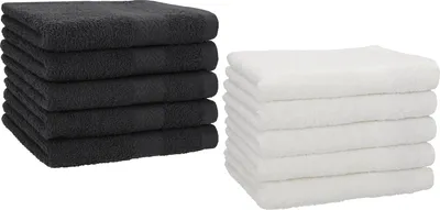 Produktbild von Betz 10 Stück Gästetücher 30x50 cm PREMIUM 100% Baumwolle Set  Farbe: graphit und weiß