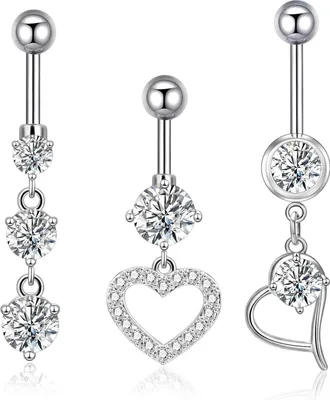 Obrázok produktu pre 316L chirurgická oceľ 14G Zirkónia Srdce visí brušný gombík Piercing Set