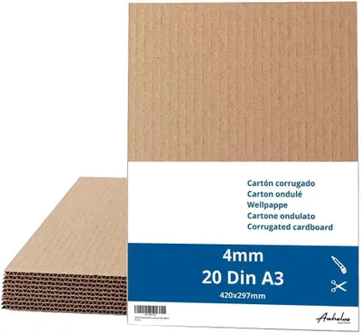 Imagen del producto de Cartón corrugado de 4 mm, formato A3 (42 x 29,7 cm), 20 hojas, para modelismo