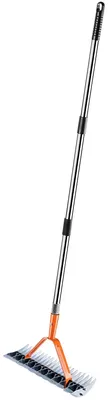 Produktbild von Garten Lüfter - Manueller Rasenlüfter Rechen - Doppelseitiger Stahlkopf - 35 cm Arbeitsbreite - Schiebeluftierer - Orange