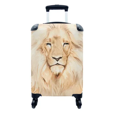 Produktbild von MuchoWow® Koffer Handgepäck Trolley Rollkoffer Kleine Reisekoffer mit 4 Rollen - Tiere - Löwe - Illustration - Cabin Size < 55x40x23 cm & 55x40x20 cm - Fotokoffer - Kabinenkoffer - Boardgepäck - Reise-Box - Reisekoffer - Reisegepäck - Koffer mit Bild - Trolley für Kinder