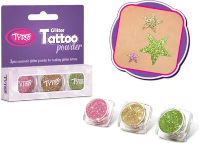Immagine prodotto di Tytoo. Set di tatuaggi glitterati 3 colori