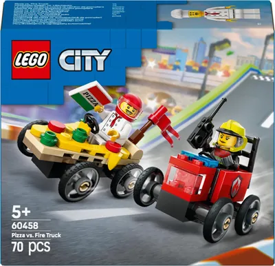 Obrázok produktu pre LEGO City Pretekársky balíček: Rozvoz pizzy vs. hasičské auto, Stavebnica, 5 rok / roky, Plast, 70 kusov, 119 g