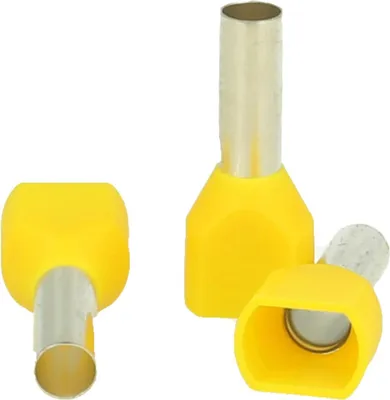 Produktbild von TWIN-Aderendhülsen isoliert, Größe N, Farbe Kodierung DIN Querschnitt 2x 6mm² gelb - 1 Stück