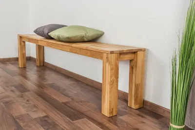 Produktbild von Sitzbank aus massivem Eichenholz, Natur, 33 cm breit, 33 cm tief, 45 cm hoch