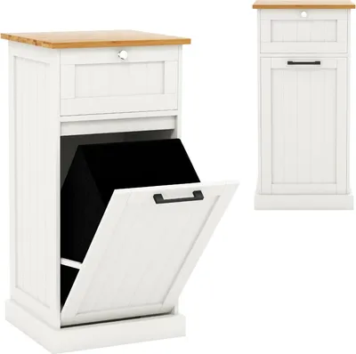 Produktbild von GOPLUS Wäschekorb schmal, Wäscheschrank mit ausklappbarem Wäschesack, Badschrank mit Schublade, Waschekorbsammler für Badezimmer, Waschküche, 40 x 37 x 82 cm, Weiß