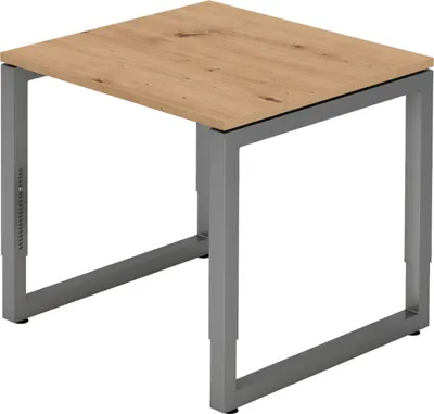 Produktbild von bümö Schreibtisch Serie-R - Nachbildung: Asteiche, Größe:  80 x 80 cm, Gestell: Graphit