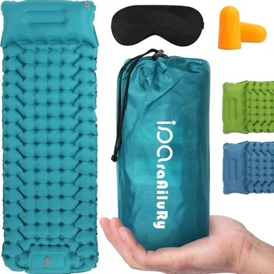 Obrázok produktu pre Kempingový matrac 1 osoba, s nožnou pumpou a vankúšom, pre cestovanie