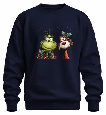 Produktbild von Grinch Max Hund Weihnachten Lustig Ugly Christmas Sweater Sweatshirt Pullover, Navy, L