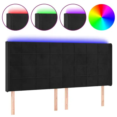 Immagine prodotto di vidaXL Testata LED nera 163x16x118/128 cm in velluto