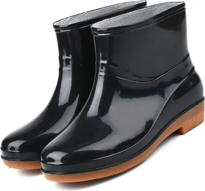 Productafbeelding van Damesregenlaarzen, modieus, antislip, korte regenlaarzen, ronde neus, PVC-plastic, zwart, maat 36
