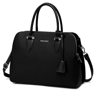 Produktbild von Damen Handtasche Elegante Henkeltasche - Kunstleder Schultertasche Frau - Stilvolle Tote Bag Shopper Tasche - Alltags Umhängetasche Viele Fächer & Taschen - Modisch Arbeit - Schwarz