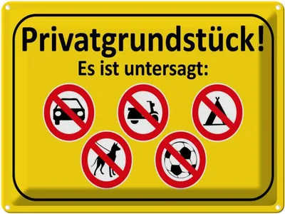 Produktbild von vianmo Blechschild 30x40 cm Privatgrundstück Es ist untersagt Warnschild Hinweisschild Sicherheit Vorsicht