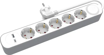 Immagine prodotto di Presa multipla 5x prese Schuko 1,5 m USB-A USB-C con interruttore Plastrol