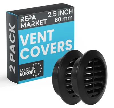 Productafbeelding van Zwarte ventilatieroosters 60 mm - 2 stuks met gaasscherm