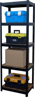 Image de Étagère robuste Relaxdays, HBT 180 x 60 x 30 cm, 500 kg, 5 niveaux, style industriel, étagère de rangement pour cave, à assembler, noir/marron