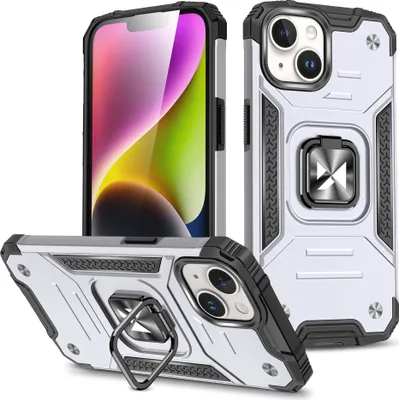 Obrázek produktu pro Stříbrný kryt Ring Armor s prstenem na prst pro iPhone 15 Plus