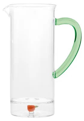 Immagine prodotto di Teca Frutta Caraffa in Vetro Borosilicato Artigianale con Decorazioni Arancia a Doppiofondo per Servizio Tavola Design Elegante ed Esclusivo