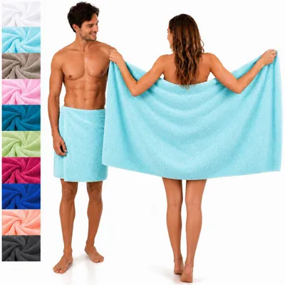 Produktbild von Betz 2 Stück Saunatücher Saunatuch Saunahandtuch Set Palermo 100% Baumwolle Frottier XXL Badetuch Strandtuch Größe 80 x 200 cm Farbe türkis