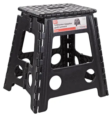Kunststoff Tritthocker Stuttgart, klappbar, schwarz, Klapptritt 4031765172295 927249 17229