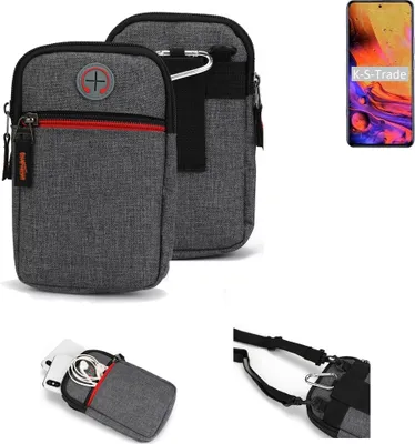 Produktbild von K-S-Trade Holster Gürteltasche kompatibel mit ZTE Axon 30 Pro Handy Tasche Schutz Hülle grau Zusatzfächer 1x