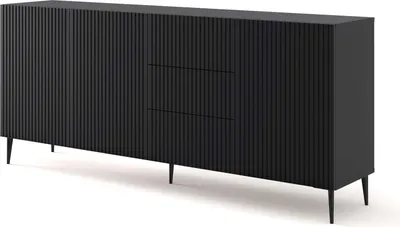 Zdjęcie produktu dla FURNLUX Kredens Ravenna B Czarny 200cm / Kolor główny: Czarny / Wymiary: 200 x 87 x 42 cm