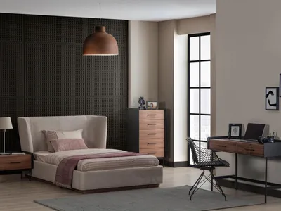 Produktbild von Design Komplett 4tlg Schlafzimmer Bett Nachttisch Modern Kommode