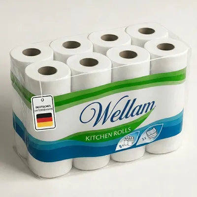 Produktbild von Vella Premium Küchenrollen 3-lagig Ultraweich, Saugstark & Hautfreundlich – Rollen Küchenpapier Reißfest, Ideal für Küche & Haushalt.