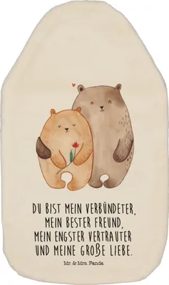 Produktbild von Mr. & Mrs. Panda Wärmflasche Bären Liebe - Weiß - Geschenk, Wärmekissen, Wärmflaschen, Hochzeitstag, Freundin, Verknallt, Bär, Bettflasche, Umarmung, Verheiratet