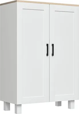 Produktbild von HOMCOM Moderner Wohnzimmerschrank, Aufbewahrungsschrank mit 2 Türen, verstellbarem Regal und erhöhtem Boden, für Küche, Esszimmer, Flur, Schlafzimmer, Kippschutz, 60 x 30 x 90 cm, Weiß