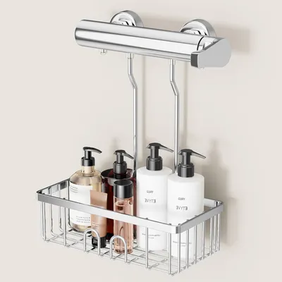 Produktbild von Duschkorb - Badezimmerregal - Dusche organisieren - Installation ohne Bohren - 30 x 13 cm - Silber