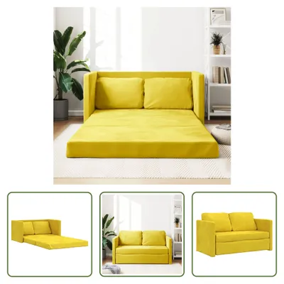 Image de The Living Store Canapé de sol avec fonction sommeil jaune foncé 122x204x55 cm velours
